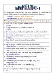 Paraphrasing .1 - ESL worksheet by encarnara