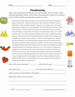 Paraphrasing Practice | Worksheet 