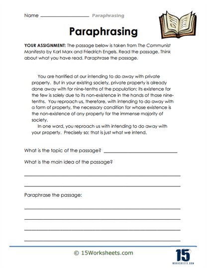 Paraphrasing Worksheets - 15 Worksheets Library