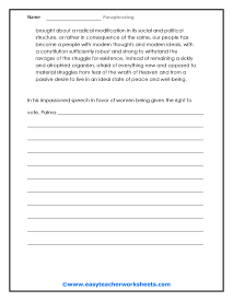 Paraphrasing Worksheets
