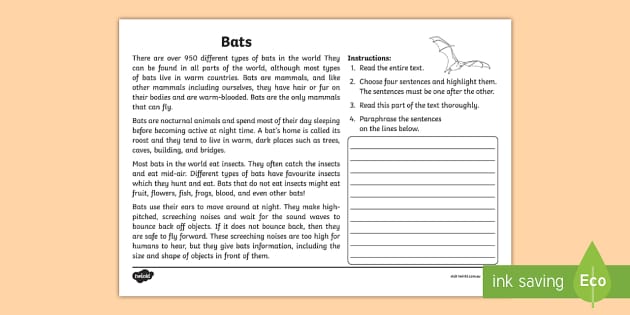 paraphrasing worksheet for middle school