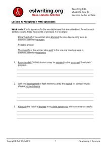 Paraphrasing Exercise Lesson Plans &  Worksheets Reviewed by Teachers
