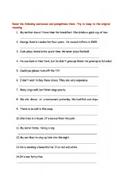 Paraphrasing worksheets