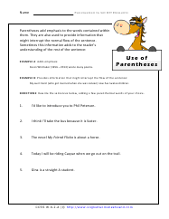 Using Punctuation To Set Off Elements Worksheets
