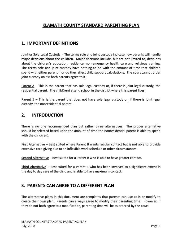 Co parenting agreement template pdf: Fill out &  sign online | DocHub
