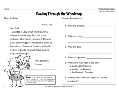 part of a letter worksheet