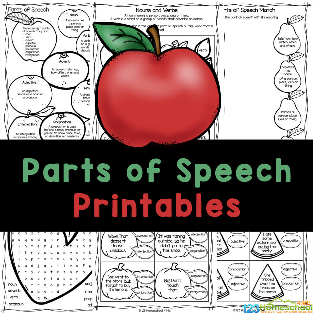 part of speech worksheet high school