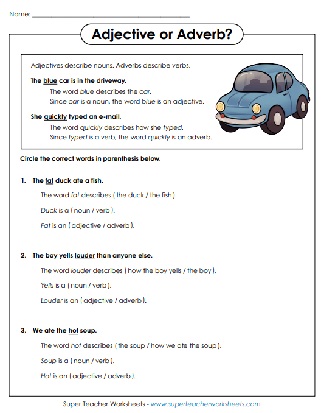 part of speech worksheet middle school