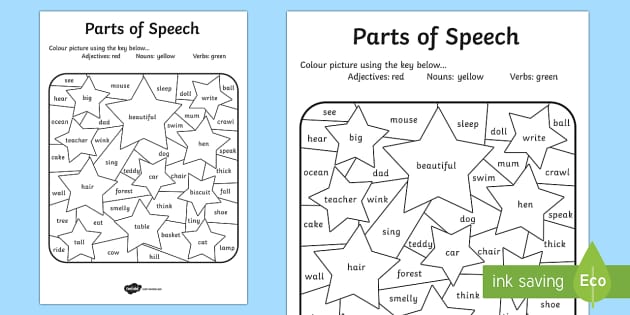 part of speech worksheet middle school