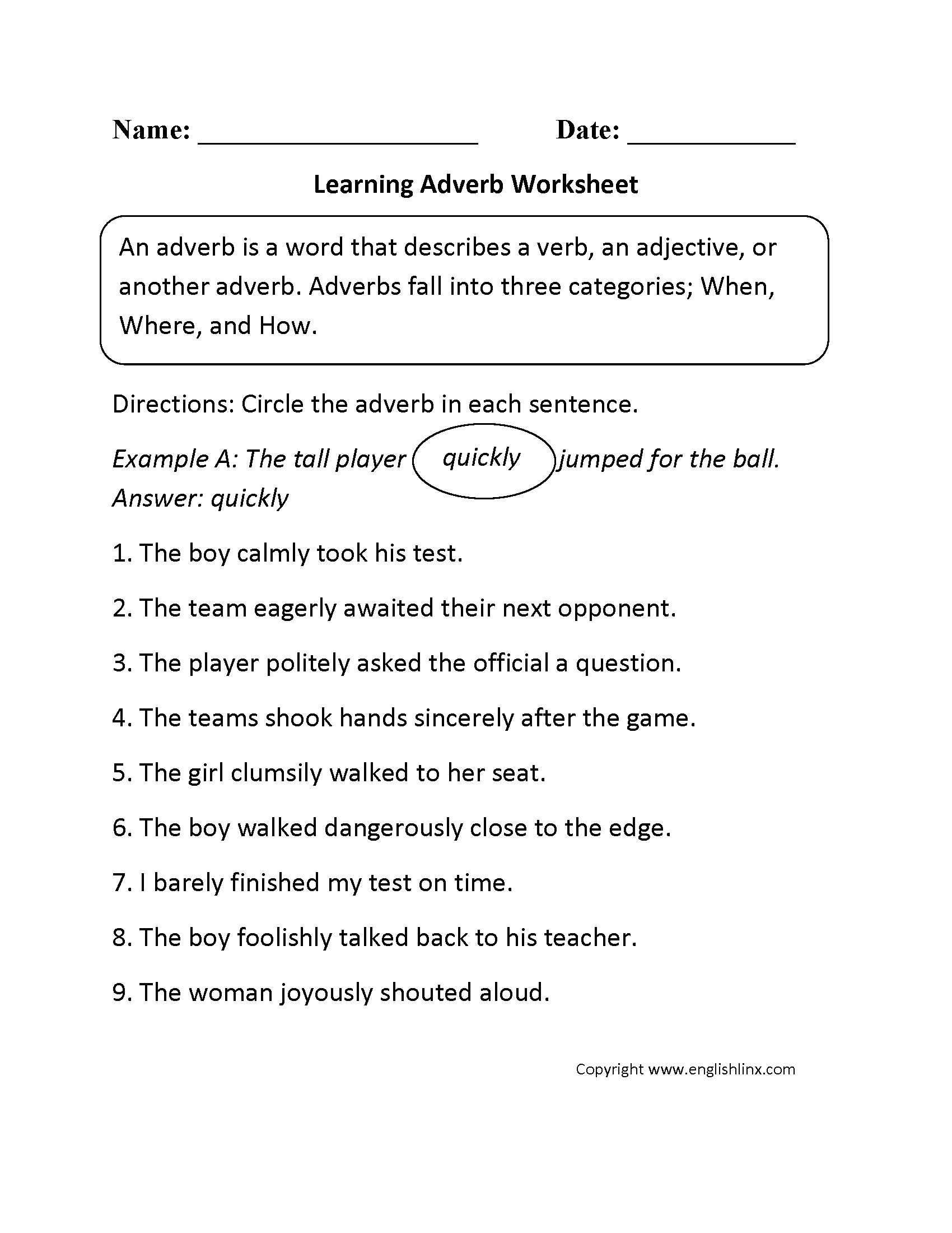 part of speech worksheet pdf