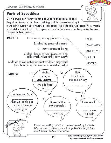 part of speech worksheet pdf