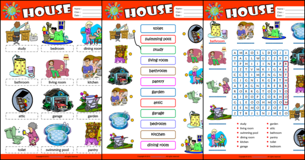 part of the house worksheet