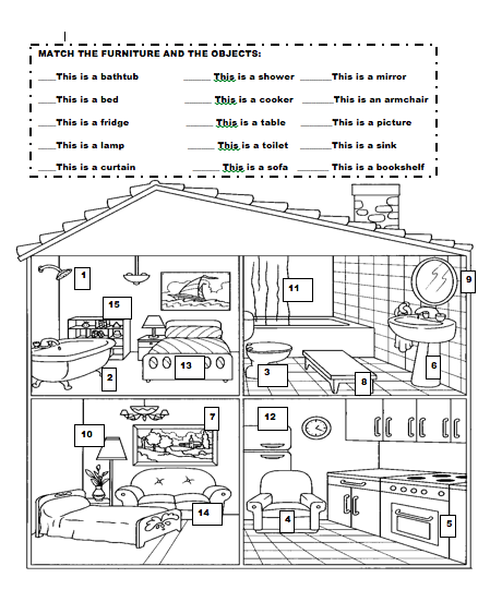 WORKSHEETS: Parts of the house Show And Text Worksheets Library