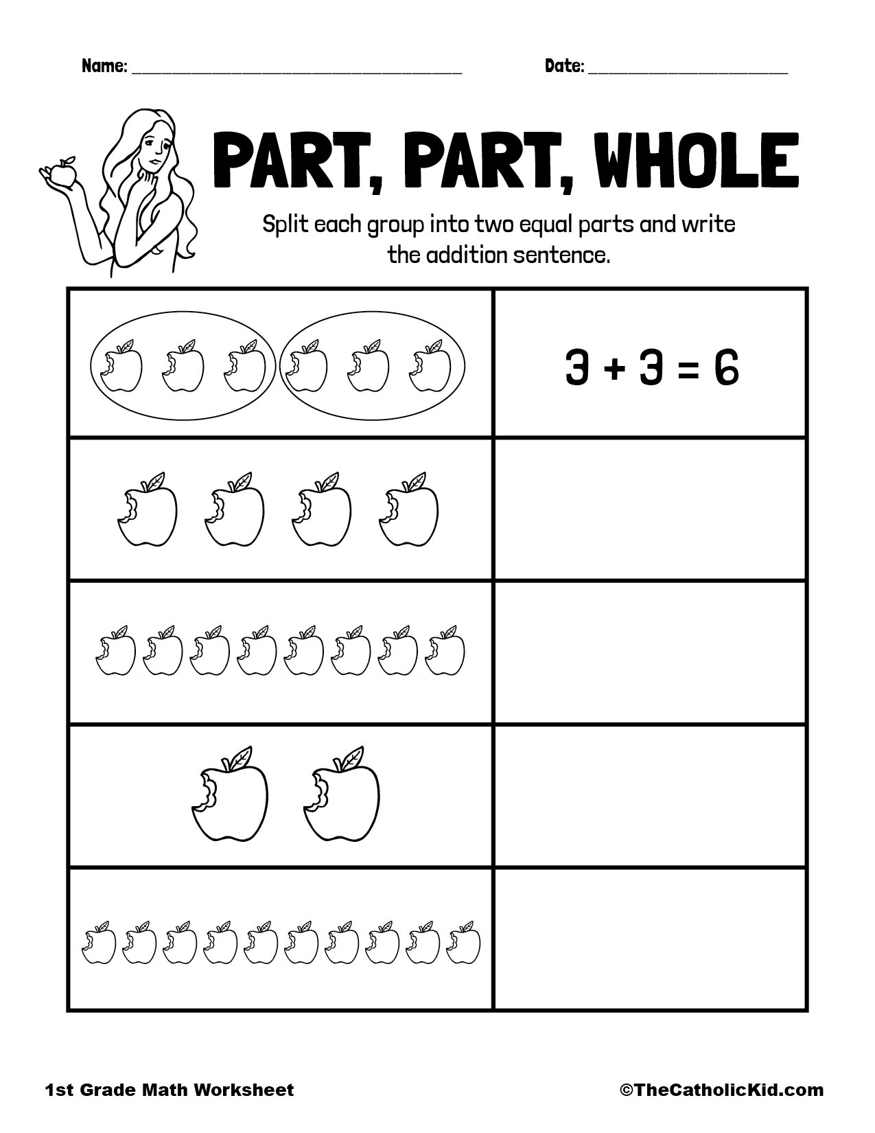 part part whole worksheet for kindergarten