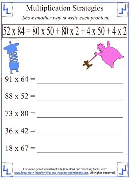 partial product multiplication worksheet