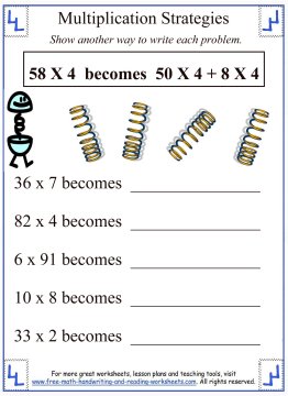 partial products multiplication 4th grade worksheet
