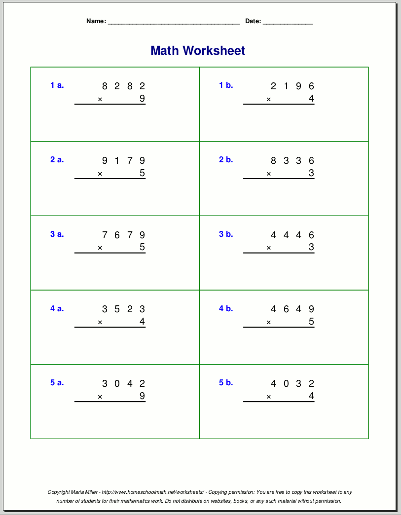 partial products multiplication 4th grade worksheet