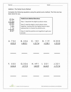 Partial Sums | Worksheet 