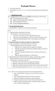 Participle phrases -ed -ing (with answers and teaching notes ...