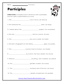 Participle Worksheets