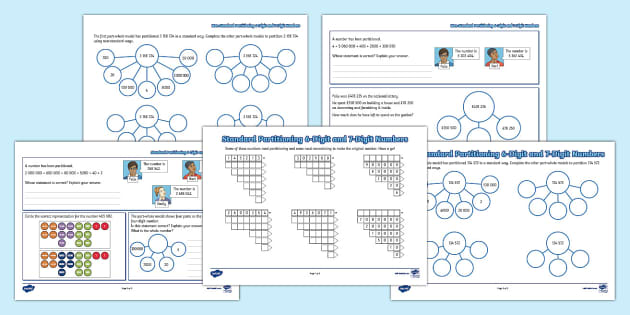 ? Partitioning 6-Digit and 7-Digit Numbers Activity Sheet