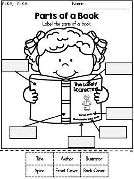 parts of a book worksheet 1st grade