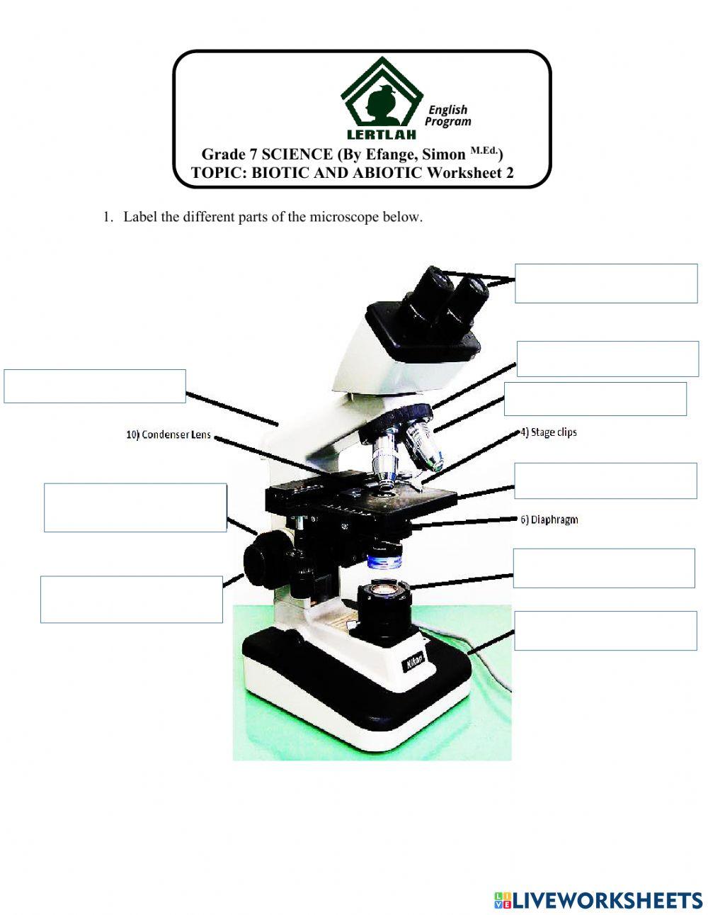 Free Parts Of A Compound Microscope Worksheet Download Free Parts Of A 