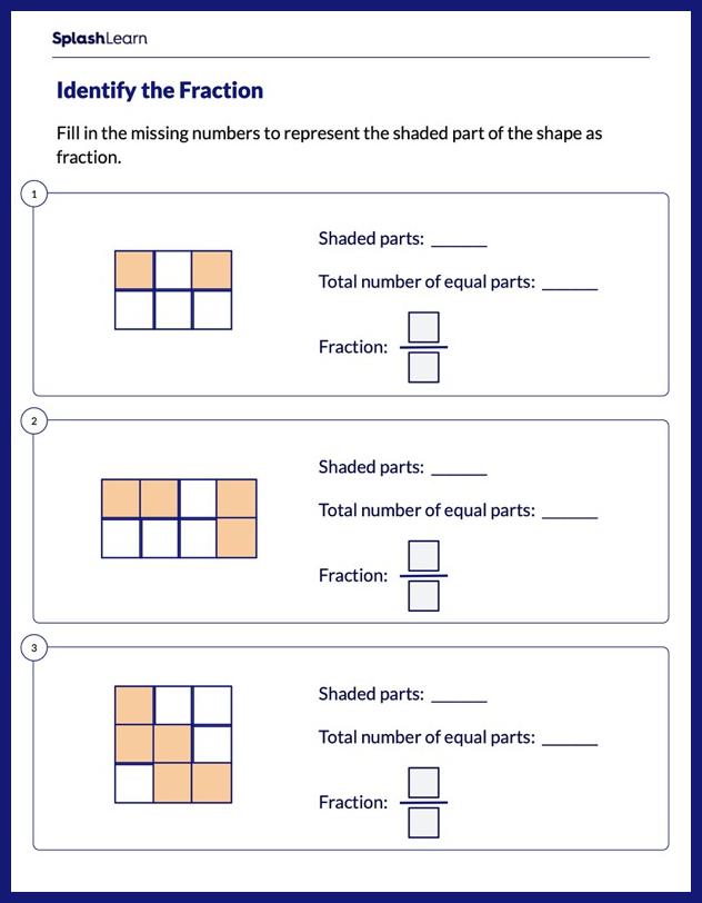 parts of a fraction worksheet