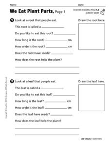 We Eat Plant Parts Worksheet for 2nd - 3rd Grade | Lesson Planet
