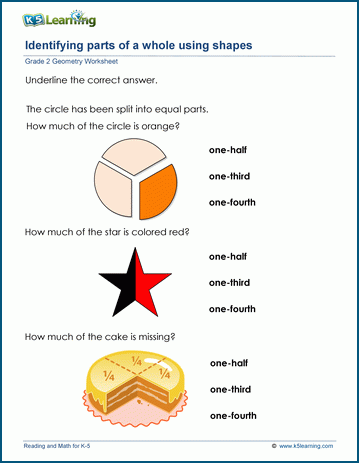 parts of a whole worksheet for 2nd grade