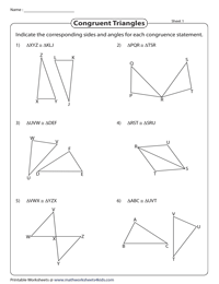 parts of congruent triangles worksheet answers