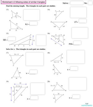 parts of similar triangles worksheet