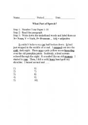 English worksheets: Scary Story Parts of Speech