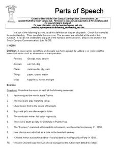 parts of speech worksheet 3rd grade