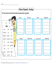 parts of speech worksheet 3rd grade