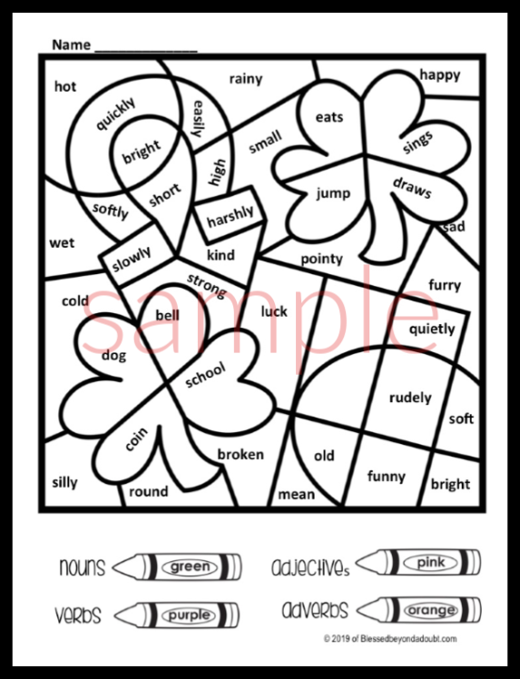 parts of speech worksheet 6th grade