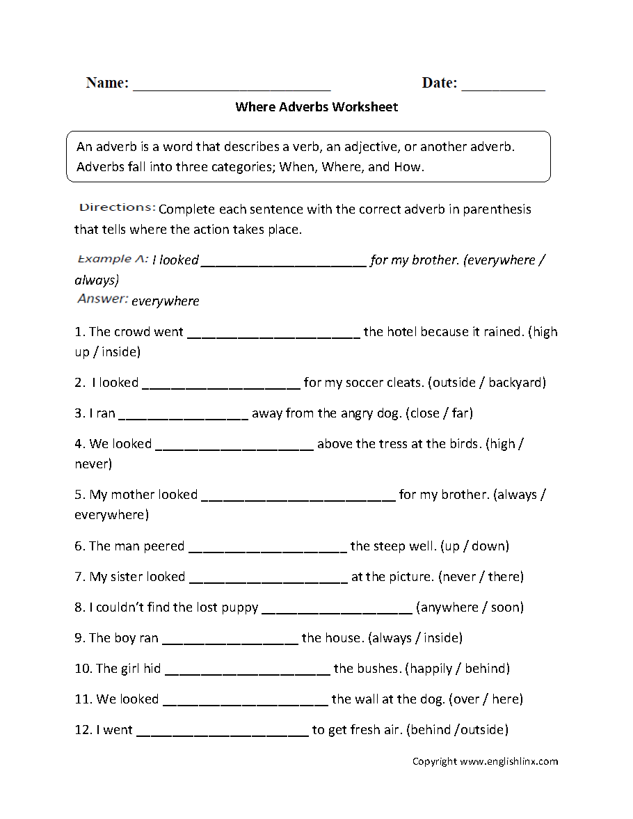 parts of speech worksheet 8th grade