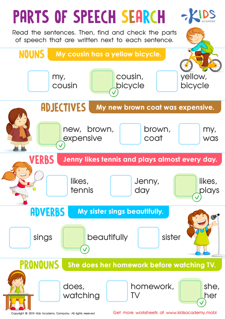 Parts of Speech Quiz Interactive Worksheet Worksheets Library