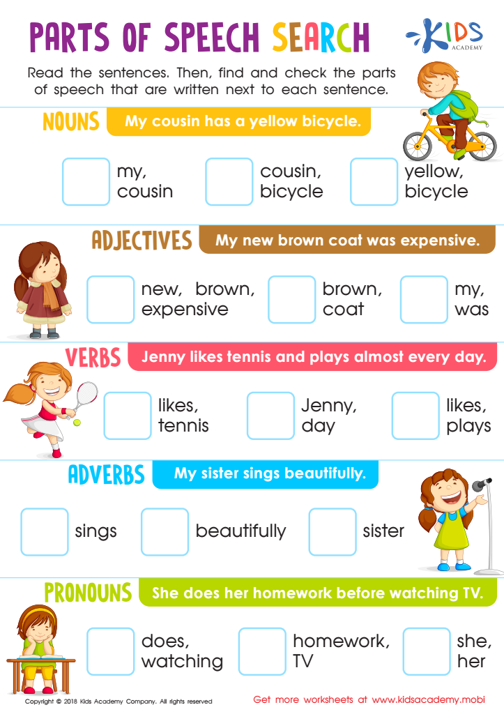 parts of speech worksheet answers