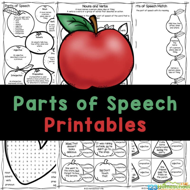 parts of speech worksheet answers