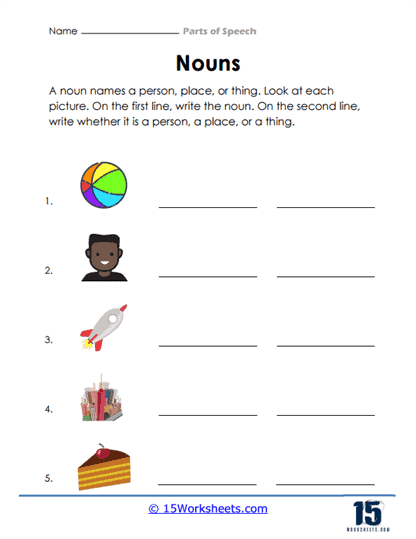 parts of speech worksheet for 1st grade