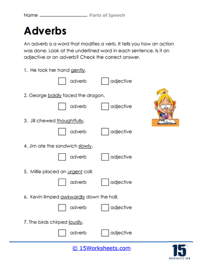 parts of speech worksheet