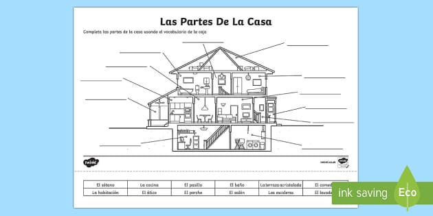 parts of the house in spanish worksheet