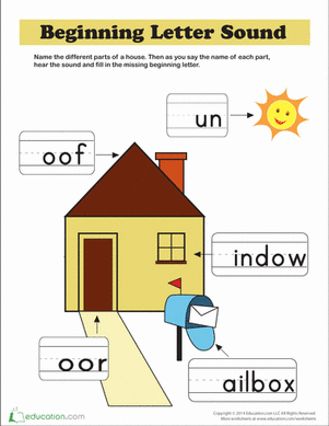 parts of the house worksheet
