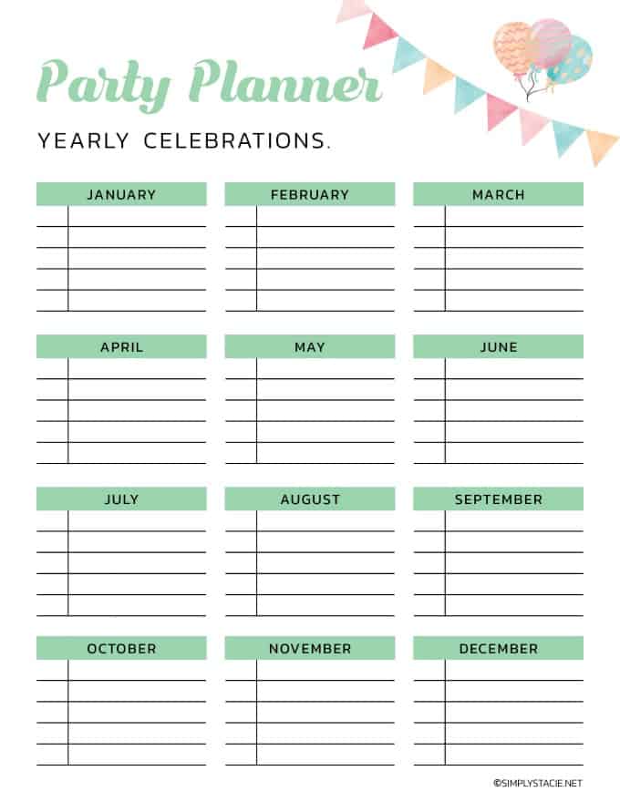 Birthday Party Planner Template