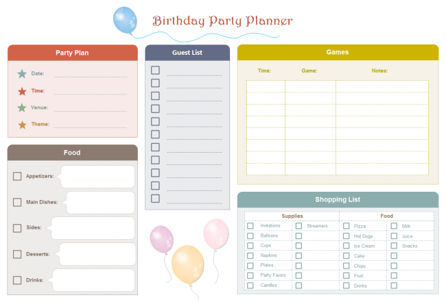 Birthday Party Planner | Free Birthday Party Planner Templates