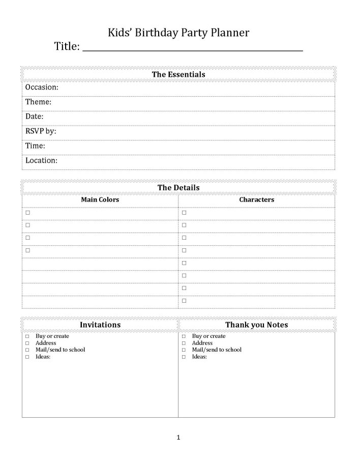 Kids Party Planning List - FREE Printables!
