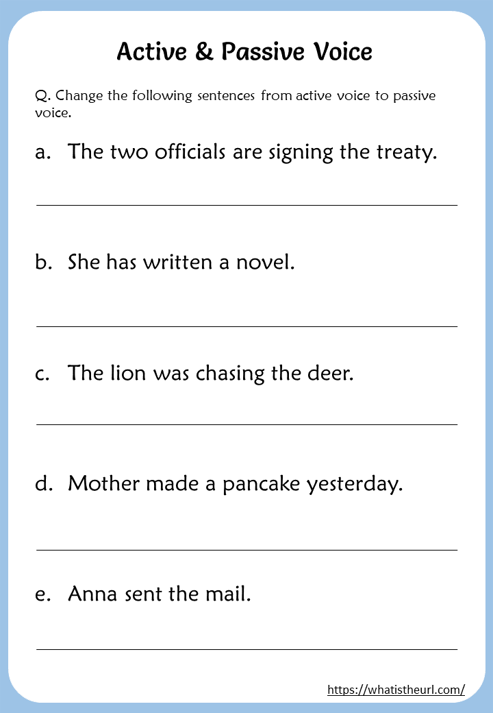 Active &  Passive Voice Worksheets for 6th grade - Your Home Teacher