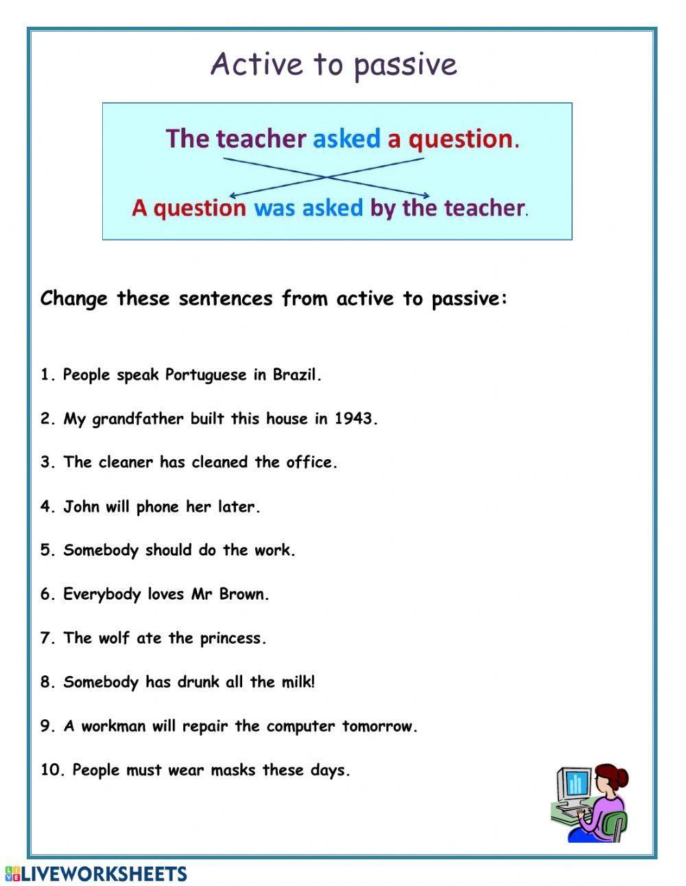 passive to active voice worksheet
