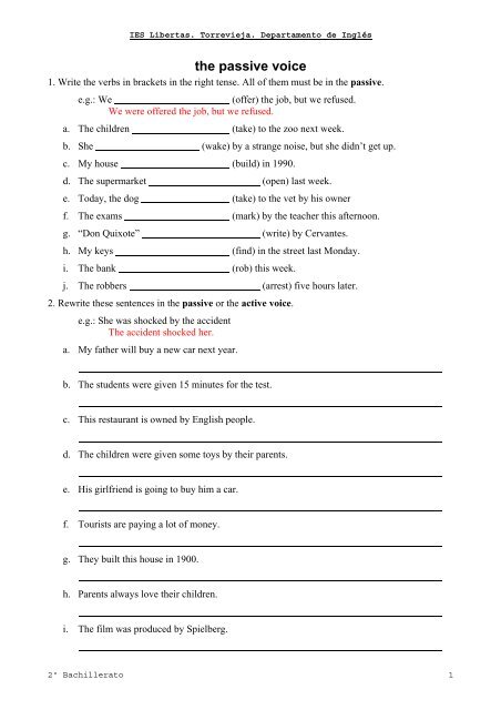 passive voice worksheet pdf